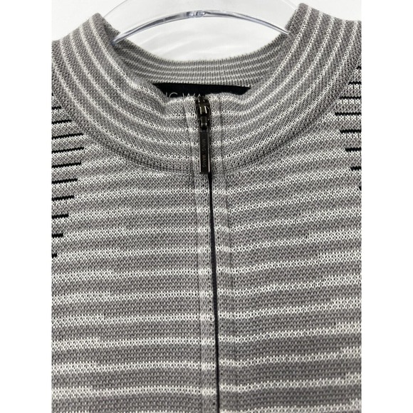 Ming Wang‎ Jacket Womens Full Zip Stripped Crewneck 3/4 Sleeve Gray Black Size S - Picture 6 of 11